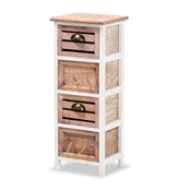 Baxton Studio Palta Modern and Contemporary Two-Tone White and Oak Brown Finished Wood 4-Drawer Storage Unit Baxton Studio restaurant furniture, hotel furniture, commercial furniture, wholesale living room furniture, wholesale storage cabinet, classic storage cabinet